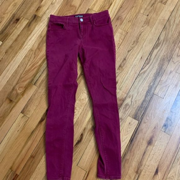Express Jeans Express Cranberry Colored Mid Rise Ankle Jean Size 2 Poshmark
